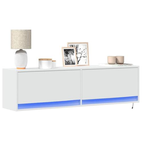 vidaXL Tv-wandmeubel met LED-verlichting 140x31x38 cm wit, Huis en Inrichting, Kasten | Televisiemeubels, Nieuw, Overige houtsoorten