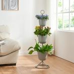 Plantenstandaard Alphen 3 bloempotten 110x28 cm grijs [en.ca, Verzenden, Nieuw