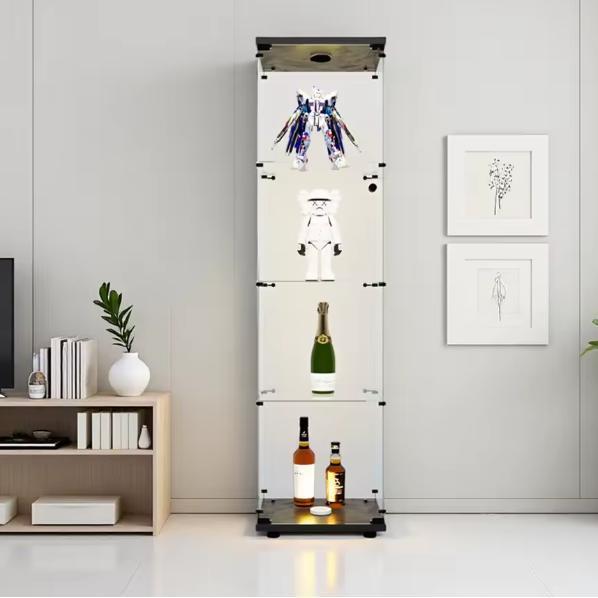 Glazen Vitrinekast met LED – 4-Laags Gehard Glas Displaykast, Huis en Inrichting, Kasten | Vitrinekasten, Nieuw, Verzenden