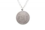 Zilveren 10 Gulden jubileum munt in zilveren rand ketting...