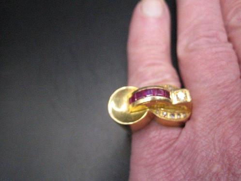 Ring - 18 karaat Geel goud, Zware tankring diamanten, Sieraden, Tassen en Uiterlijk, Ringen