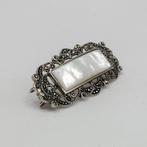 Zilver, 925 Sterling Silver Mother Of Pearl & Marcasite -, Antiek en Kunst