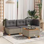 vidaXL Tuinhoekbank met kussens poly rattan grijs, Tuin en Terras, Tuinsets en Loungesets, Verzenden, Nieuw, Rotan