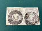 Portugal 1853 - 100 Reis Maria II in paar - met, Postzegels en Munten, Postzegels | Europa | Spanje, Gestempeld