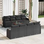 vidaXL Tuin Sofa Set 9 pcs Zwart Poly riet, Tuin en Terras, Verzenden, Nieuw, Rotan