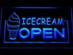 Ijssalon ijs + open neon bord lamp LED  verlichting reclame, Verzenden, Nieuw