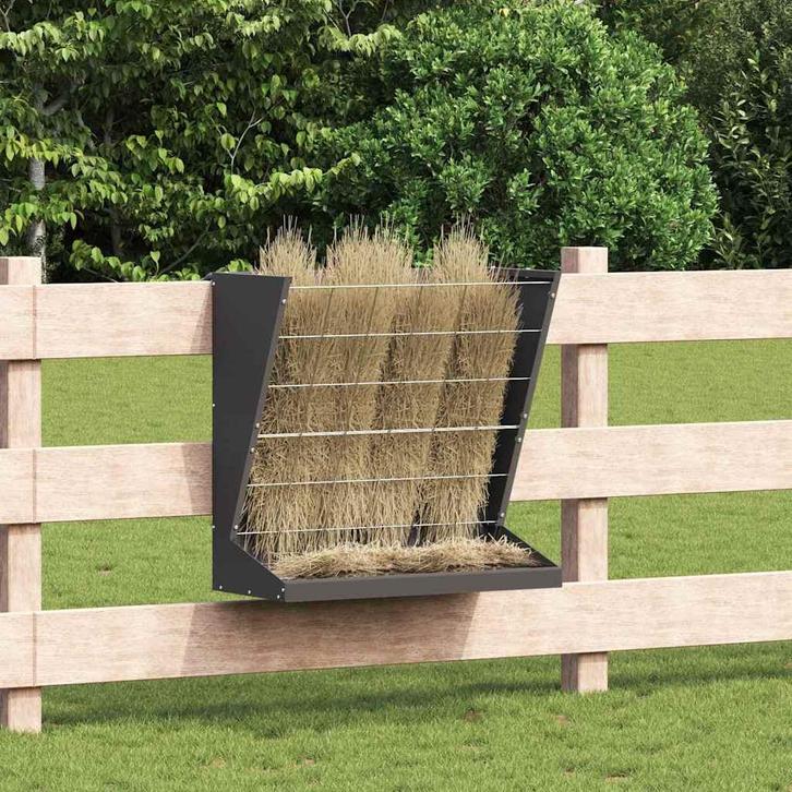 vidaXL Hooi Feeder Zwart 71 x 33 x 70 cm Koudgewalst Staal, Dieren en Toebehoren, Overige Dieren-accessoires, Nieuw, Verzenden