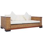 vidaXL Driezitsbank met kussens natuurlijk rattan bruin, Verzenden, 150 tot 200 cm, Riet of Rotan, Driepersoons