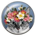 Fako Bijoux® - Click Button - Glas - Poes - Bloemen, Verzenden, Nieuw