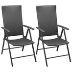 vidaXL Tuinstoelen stapelbaar 2 st poly rattan zwart, Verzenden, Nieuw, Rotan