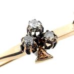 Antiek gouden broche met diamanten; ca. 0,40 ct., Sieraden, Tassen en Uiterlijk, Broches, Gebruikt, Overige kleuren, Ophalen of Verzenden