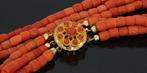 Ketting - 14 karaat Geel goud Bloedkoraal - Koraal -, Sieraden, Tassen en Uiterlijk, Antieke sieraden