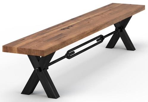 Kansas 240 cm Rustiek Eiken Eetkamerbank Bassano, Huis en Inrichting, Stoelen, Ophalen of Verzenden