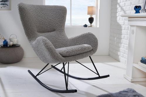 Design schommelstoel SCANDINAVIA SWING lichtgrijs Boucle, Huis en Inrichting, Fauteuils, Ophalen of Verzenden