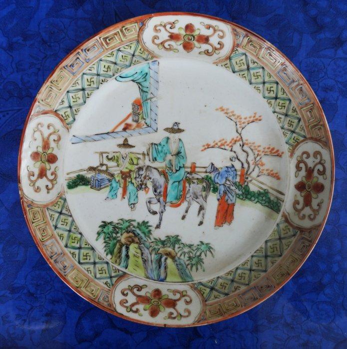 Schotel - scène de vie 3 personnages dont un à cheval -, Antiek en Kunst, Antiek | Overige Antiek