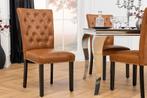 Chesterfield Stoel CASTLE Bruin Kunstleer Zwart Rubber Hout, Huis en Inrichting, Stoelen, Ophalen of Verzenden, Nieuw