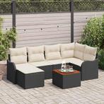 vidaXL Tuin Sofa Set 7 pcs Zwart Poly riet, Verzenden, Nieuw, Rotan