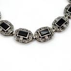 Zilver, 925 sterling zilver zwart zwart onyx en marcasiet -, Antiek en Kunst