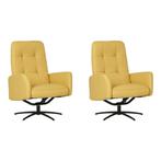 Set van 2 Leren draaifauteuils Pulse - Toledo Giallo (geel), Huis en Inrichting, Fauteuils, Nieuw, Ophalen of Verzenden, 50 tot 75 cm