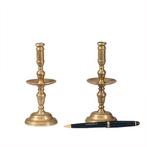 Stel van 2 kleine bronzen candlesticks Engeland  ca 1800 No, Antiek en Kunst, Antiek | Kandelaars, Ophalen of Verzenden