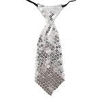Carnaval verkleed stropdas pailletten zilver 19 cm - Strop.., Ophalen of Verzenden, Nieuw