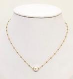 Halsketting Akoya ronde parel - geel goud 18K, Nieuw