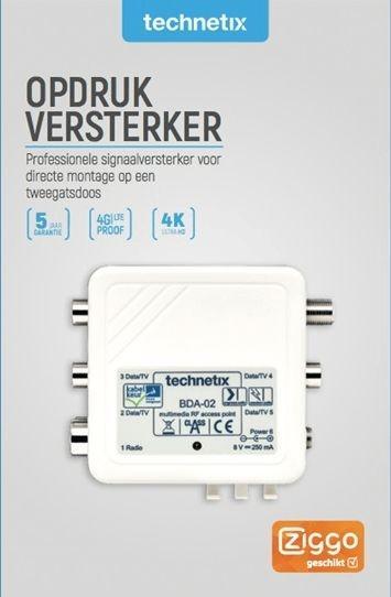 Technetix Antenne opsteekversterker BDA-02-S, Audio, Tv en Foto, Versterkers en Receivers, Ophalen of Verzenden