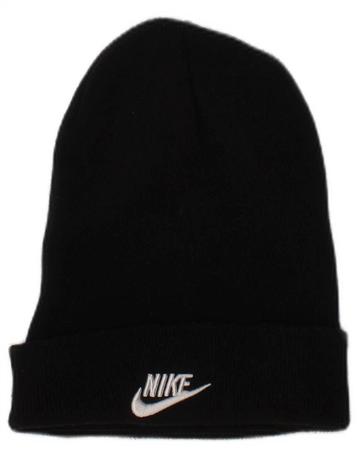 NIKE Mens Graphic Knit Beanie Hat One Size Black Cotton beschikbaar voor biedingen
