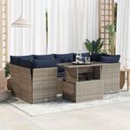 vidaXL 7-delige Loungeset met kussens poly rattan acacia, Verzenden, Nieuw, Rotan, Loungeset