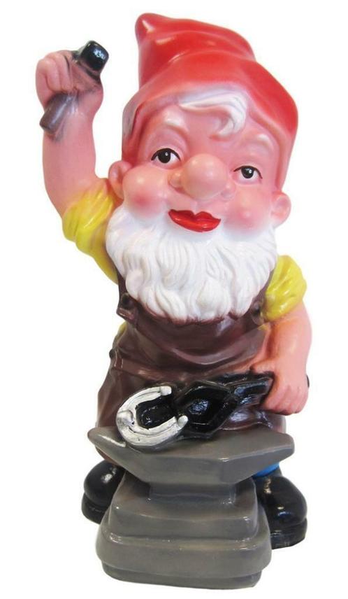 Tuinkabouter als smid, 28cm, tuinbeeld, kabouterbeeld, Tuin en Terras, Tuinbeelden, Nieuw