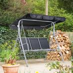 TRUUSK 3-zits Tuinschommelbank Met Dak Metaal Zwart+zilver 1, Tuin en Terras, Tuinstoelen, Verzenden, Nieuw