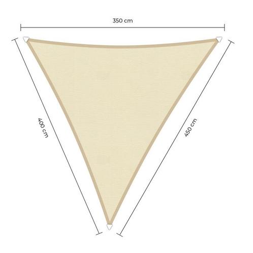 Langhoek schaduwdoek - Ivoor - Waterdicht - 3,5 x 4,0 x 4,5, Tuin en Terras, Schaduwdoeken, Ophalen of Verzenden