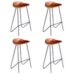 vidaXL Barstoelen 4 st echt leer bruin, Huis en Inrichting, Barkrukken, Verzenden, Nieuw