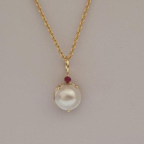 Zonder Minimumprijs - Hanger - 18 karaat Geel goud Parel -, Sieraden, Tassen en Uiterlijk, Antieke sieraden