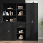 vidaXL buffetkast 45x42,5x185 cm bewerkt hout zwart, Minder dan 50 cm, Verzenden, Nieuw, Minder dan 100 cm