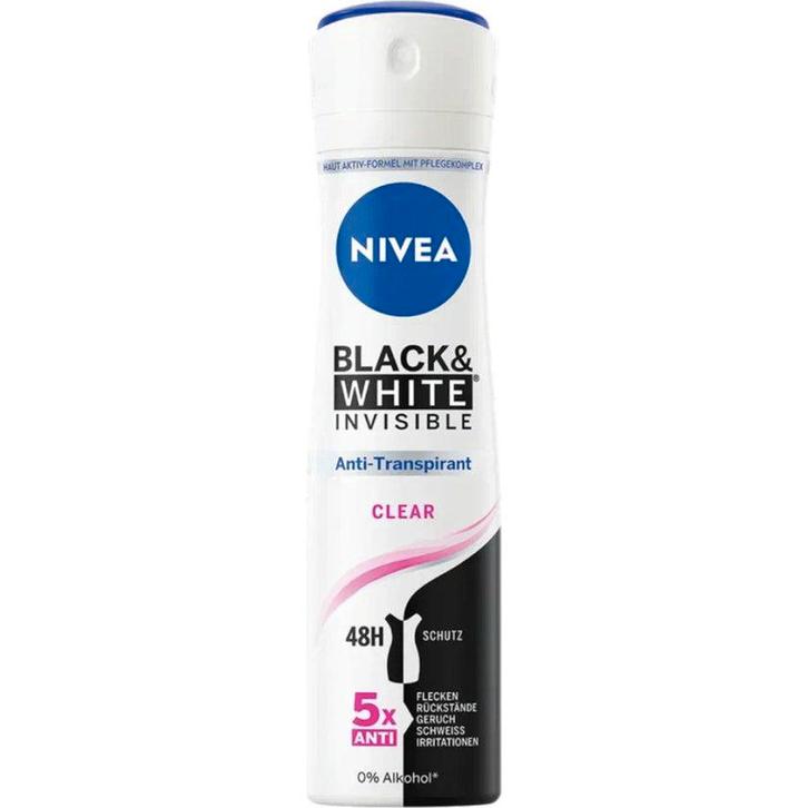 Nivea Black & White Deodorant Spray 150 ml, Sieraden, Tassen en Uiterlijk, Uiterlijk | Lichaamsverzorging, Nieuw, Verzenden