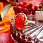 Gouden ring met vuuropaal (geelgoud, dames sieraden), 18 tot 19, Gebruikt, Overige kleuren, Ophalen of Verzenden