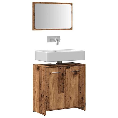 vidaXL Badkamerkast met spiegel bewerkt hout oud houtkleurig, Huis en Inrichting, Badkamer | Badkamermeubels, Nieuw, Verzenden
