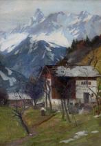 Ronzoni (XIX-XX) - Mountain landscape with farmhouse by the