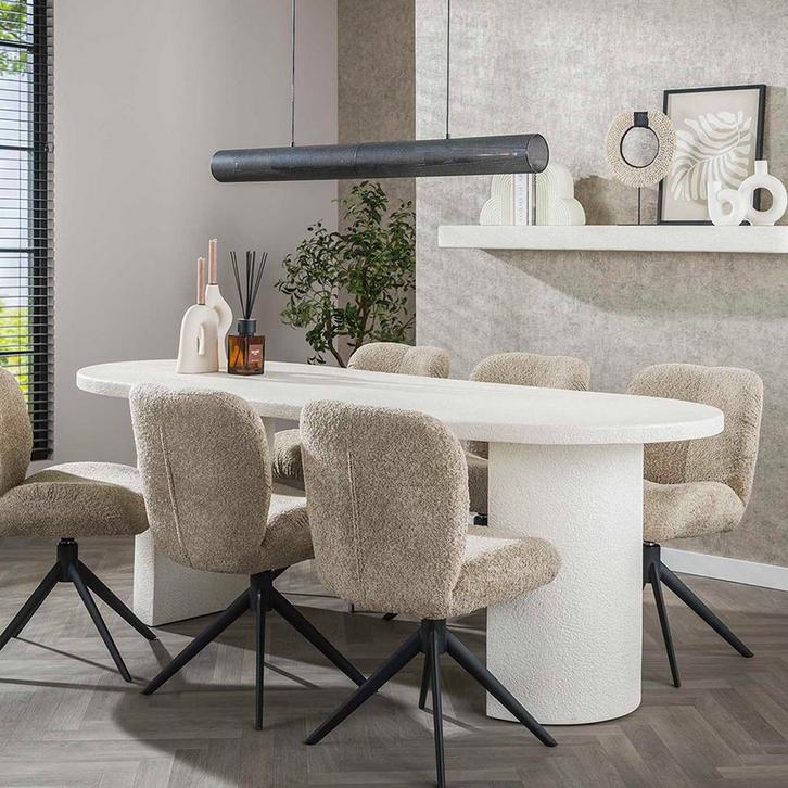 *WOONWINKEL* Ovale Eettafel Wit Marmer Composiet, Huis en Inrichting, Tafels | Eettafels, Nieuw, Verzenden