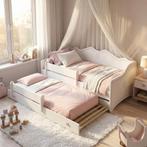 Peuterbed 80x160cm | Uitschuifbed Matras Wit Roze | Nieuw..., Kinderen en Baby's, Kinderkamer | Bedden, Nieuw, 70 tot 85 cm, Ophalen of Verzenden