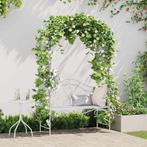 vidaXL Tuinbank met kussen Wit 104 x 54 x 93cm Staal, Tuin en Terras, Verzenden, Nieuw, Metaal