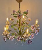 Bloemen & Bladeren Tôle Chandelier - Kroonluchter - Metaal,, Antiek en Kunst