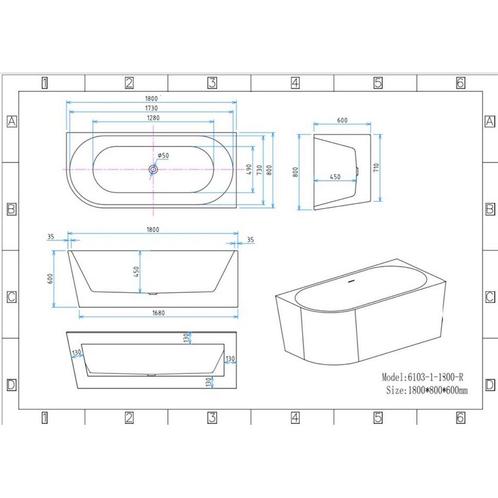 Half Vrijstaand Hoekbad Aquasplash Aloni Rechts 180x80 Wit, Doe-het-zelf en Verbouw, Sanitair, Ophalen of Verzenden