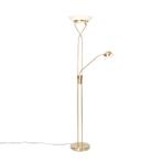 Vloerlamp messing incl. LED en dimmer met leeslamp - Empoli, Huis en Inrichting, Lampen | Vloerlampen, Nieuw, Overige materialen