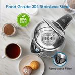 Waterkoker - Retro - RVS - met LED - 1.7L - 2200W - Zilver, Witgoed en Apparatuur, Waterkokers, Verzenden, Zo goed als nieuw