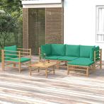 vidaXL 6-delige Loungeset met kussens bamboe groen, Tuin en Terras, Verzenden, Nieuw, Hout, Loungeset