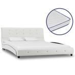 vidaXL Bed met traagschuim matras kunstleer wit 140x200 cm, Huis en Inrichting, Slaapkamer | Bedden, Overige materialen, Verzenden