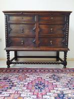 Dressoir - Eik, Messing - Antiek gedraaide poten - H : 90 cm, Antiek en Kunst