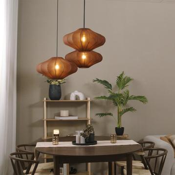 Japandi hanglamp bruin 50cm 3-lichts - Plu beschikbaar voor biedingen